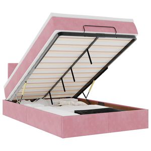 vidaXL Ottoman-Bett mit Matratze & LEDs Rosa 120x200 cm Samt