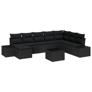 vidaXL Gartensofa-set mit Kissen 9 pcs Poly-Rattan