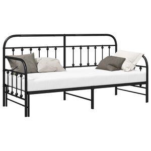 vidaXL Tagesbettrahmen Schwarz 80 x 200 cm Pulverbeschichteter Stahl