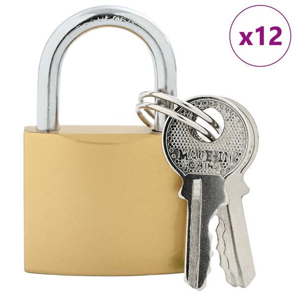 vidaXL U Schloss mit Schl&uuml;sseln 12 pcs Messing Eisen