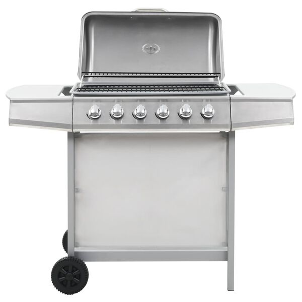 vidaXL Gasgrill mit 6 Flammen Edelstahl Silbern