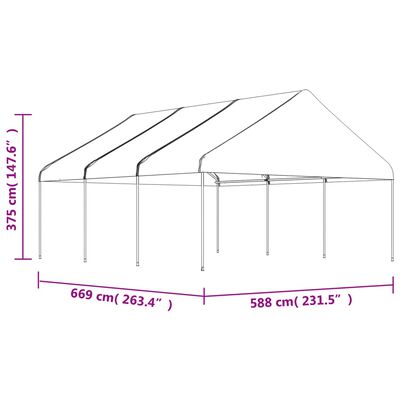 vidaXL Pavillon mit Dach Weiß 6,69x5,88x3,75 m Polyethylen