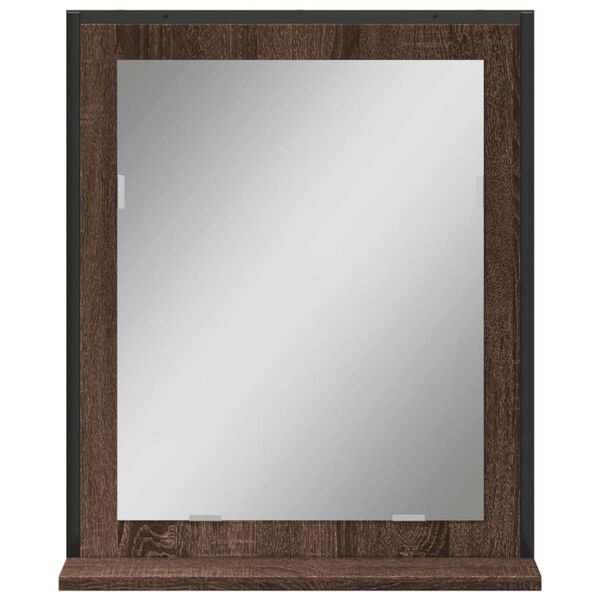 vidaXL Badspiegel mit Ablage Braun Eichen-Optik 50x12x60 cm