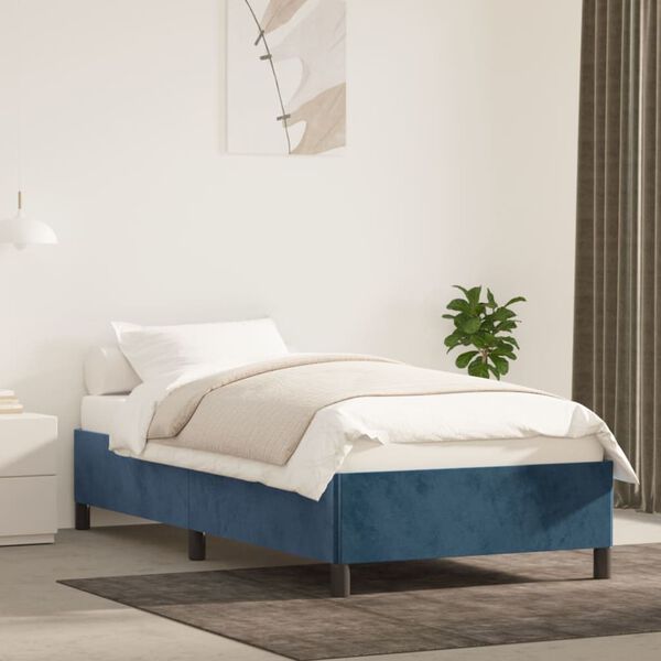 vidaXL Bettgestell ohne Matratze Dunkelblau 90x200 cm Samt