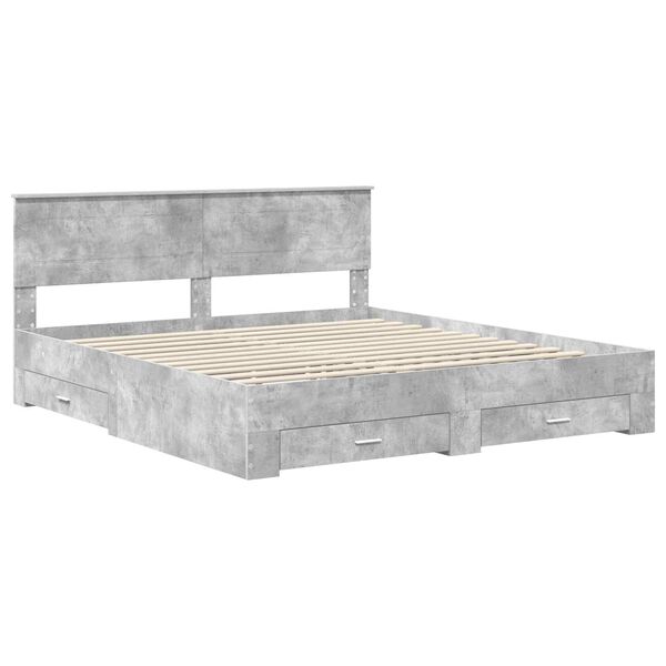 vidaXL Bettrahmen mit Kopfteil Beton Grau 200 x 200 cm Holzwerkstoff