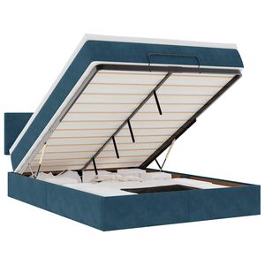 vidaXL Ottoman-Bett mit Matratze Dunkelblau 140x200 cm Samt