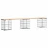 vidaXL Gartenbank aus Gabionen 203x31x42 cm Massivholz Kiefer
