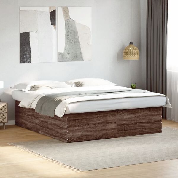 vidaXL Bettgestell Braun Eichen-Optik 180x200 cm Holzwerkstoff