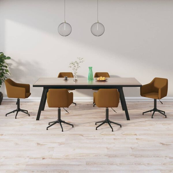 vidaXL Esszimmerst&uuml;hle 6 Stk. Drehbar Braun Samt