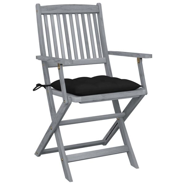 vidaXL Klappbare Gartenst&uuml;hle 2 Stk. mit Kissen Massivholz Akazie