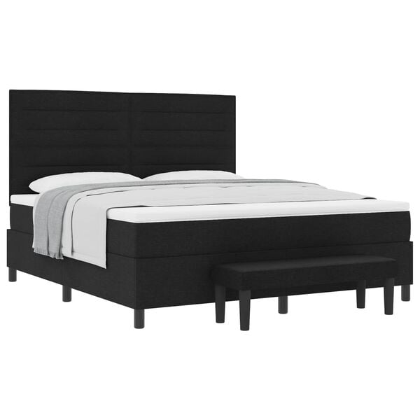 vidaXL Boxspringbett mit Matratze Schwarz 180 x 200 cm Stoff