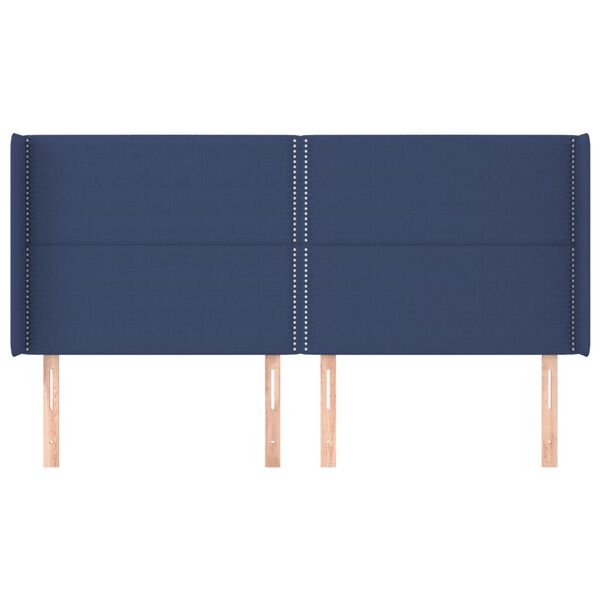 vidaXL Kopfteil mit Ohren Blau 203x16x118/128 cm Stoff