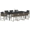 vidaXL Garten Essgruppe 9 pcs Grau Poly-Rattan
