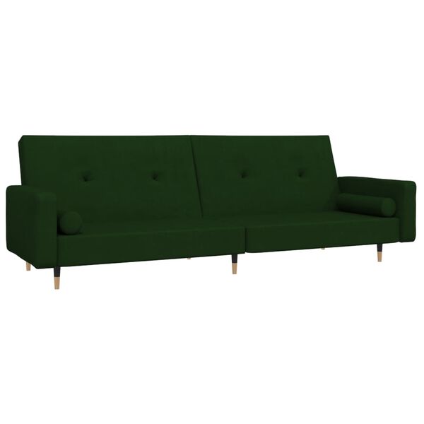 vidaXL Schlafsofa 2-Sitzer mit 2 Kissen Dunkelgr&uuml;n Samt