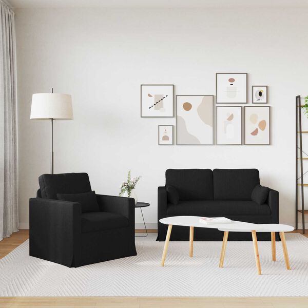 vidaXL Sofa 2 pcs Schwarz
