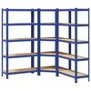 vidaXL Regal-Set 5 B&ouml;den 3-tlg. Blau Stahl & Holzwerkstoff