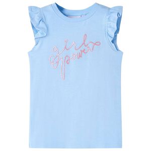 vidaXL Kinder-T-Shirt mit R&uuml;schen&auml;rmeln Hellblau 104