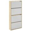 vidaXL Schuhschrank mit 4 F&auml;chern Spiegel Eiche 63&times;17&times;134 cm