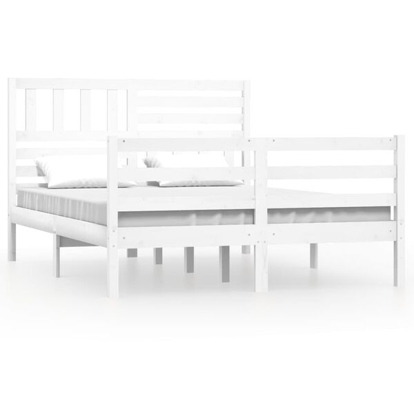 vidaXL Massivholzbett Wei&szlig; 150x200 cm