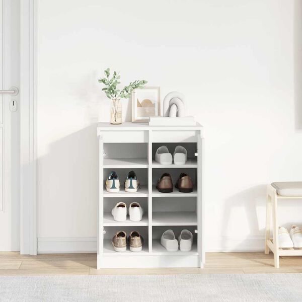 vidaXL Schuhschrank Wei&szlig; 57x34x76 cm Holzwerkstoff