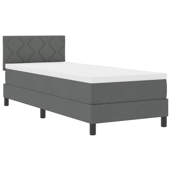 vidaXL Boxspringbett mit Matratze mit LED Dunkelgrau 80 x 200 cm Stoff