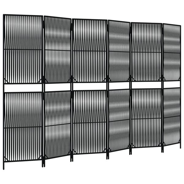 vidaXL Paravent 6-tlg. Schwarz Poly Rattan