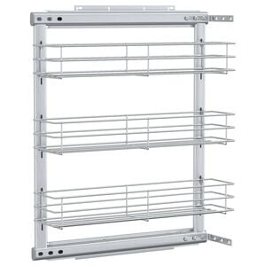 vidaXL 3-stufiger K&uuml;chen-Drahtkorb Ausziehbar Silbern 47x15,5x55,5 cm