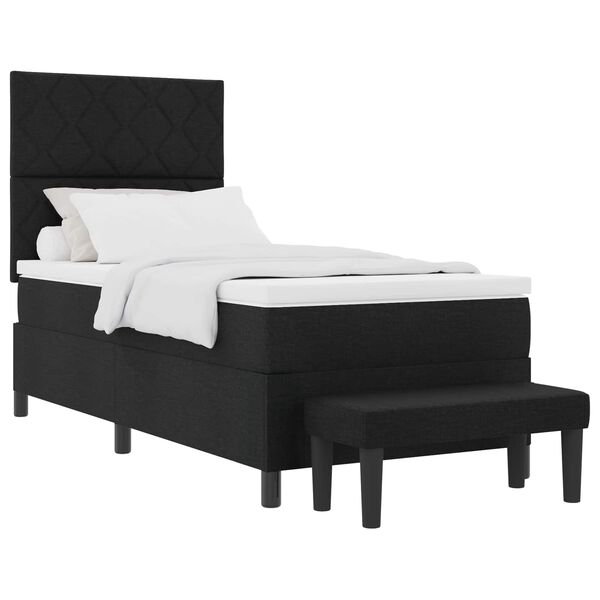 vidaXL Boxspringbett mit Matratze Schwarz 100 x 200 cm Stoff