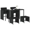 vidaXL 5-tlg. Garten-Essgruppe mit Kissen Schwarz Poly Rattan