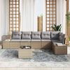 vidaXL Gartensofa-set mit Kissen 7 pcs Beige und Grau Poly-Rattan