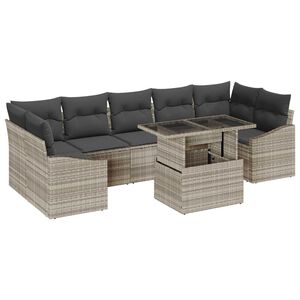 vidaXL Garten-Sofa-Set mit Speicher 8 pcs Hellgrau Poly Rattan
