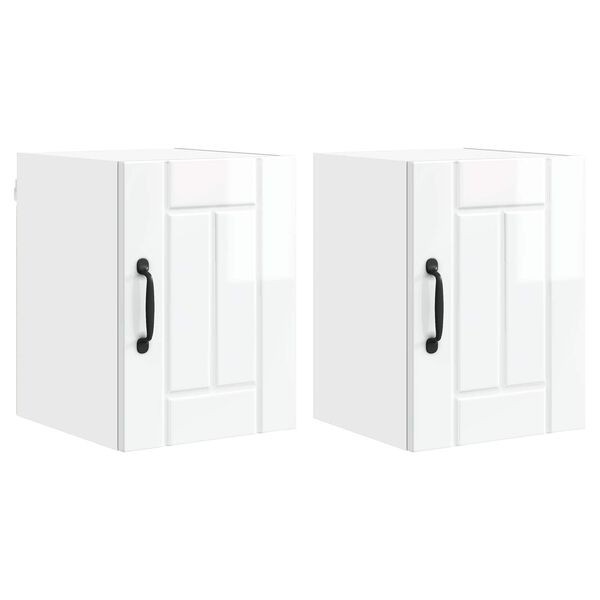 vidaXL K&uuml;chenschrank Lucca 2 pcs Hochglanz Wei&szlig; 30 x 31 x 40 cm