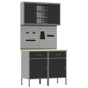 vidaXL Arbeitsschrankset mit Schubladen mit Regal 6 stk. Schwarz