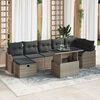 vidaXL Garten-Sofa-Set mit Kissen mit Speicher 8 pcs Grau Poly Rattan