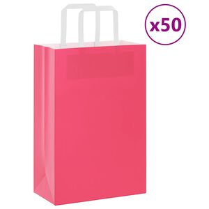 vidaXL Papiertragetaschen 50 Stk. mit Henkeln Rosa 21x11x31 cm