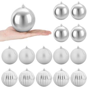 vidaXL Weihnachtsbaumkugel Set XL 15 stk. Silber &Oslash; 10 cm Kunststoff