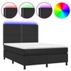vidaXL Boxspringbett mit Matratze & LED Schwarz 140x200 cm Kunstleder