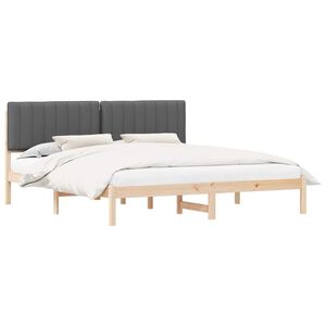 vidaXL Bettgestell mit gepolstertem Kopfteil Dunkelgrau 180 x 200 cm
