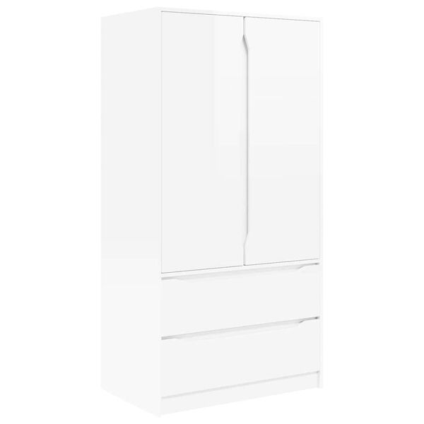 vidaXL Badezimmerschrank mit T&uuml;r Hochglanz Wei&szlig; 79,5 x 49 x 156 cm