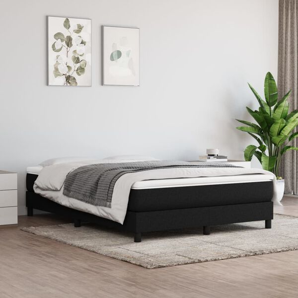 vidaXL Boxspringbett mit Matratze Schwarz 160x200 cm Stoff