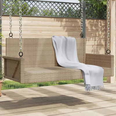 vidaXL Hängebank Beige 119x56x48 cm Poly Rattan