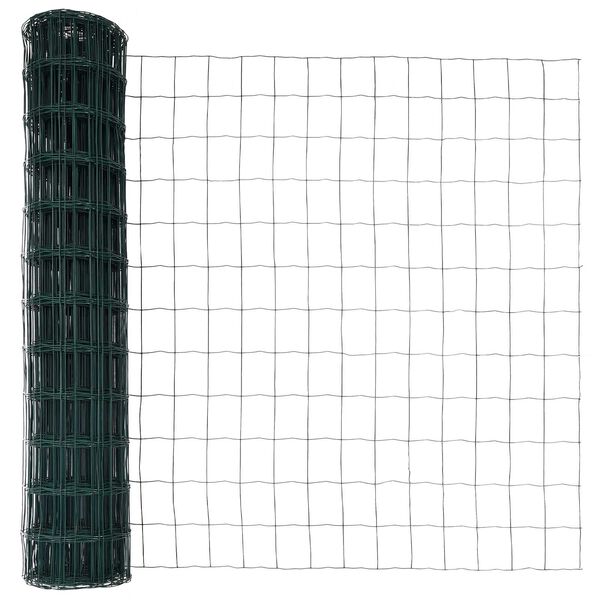 vidaXL Eurozaun Gr&uuml;n 1,2 x 25 m PVC-beschichtetes Eisen