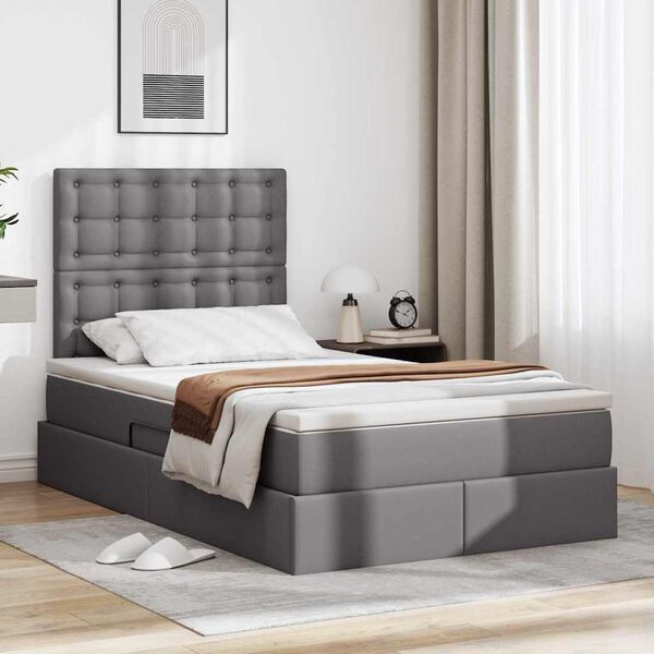 vidaXL Aufbewahrungsbett mit Matratze Grau 120 x 200 cm Kunstleder