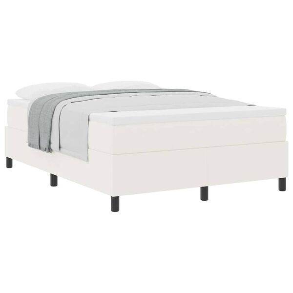 vidaXL Boxspringbett Creme und Wei&szlig; 140 x 200 cm Cordstoff