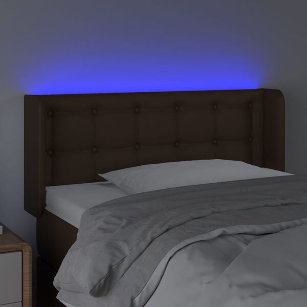 vidaXL LED Kopfteil Braun 83x16x78/88 cm Kunstleder