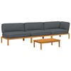 vidaXL Sofa Set mit Kissen Uni 4 pcs Anthrazit Massivholz Akazie