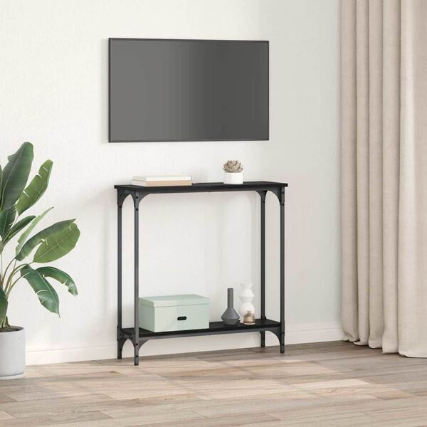 vidaXL Konsolentisch mit Regal Schwarz Eichen-Optik 75 x 22,5 x 75 cm