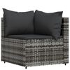 vidaXL 3-tlg. Garten-Lounge-Set mit Kissen Grau Poly Rattan