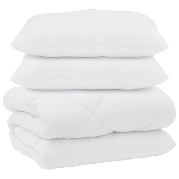 vidaXL Decke mit Kissen 3 pcs Wei&szlig; Mikrofaser und Daunenfedern