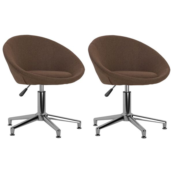 vidaXL Esszimmerst&uuml;hle 2 Stk. Drehbar Braun Stoff